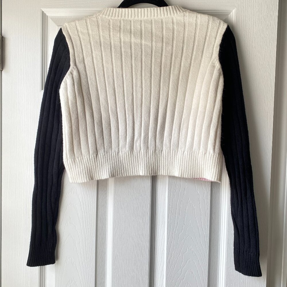 Fashion Nova | Pink Black & Cream Cropped Sweater - Picture 3 of 5